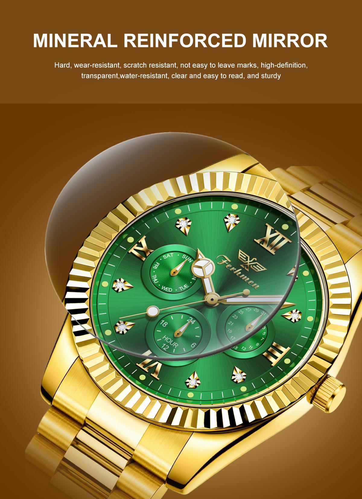 Ferhmen Men's Luxury Business Watch | Round Dial Mechanical-Quartz Timepiece | Stylish Dress Watch for Parties & Daily Wear | Premium Gift Box | Best Birthday Gift for Men 2026