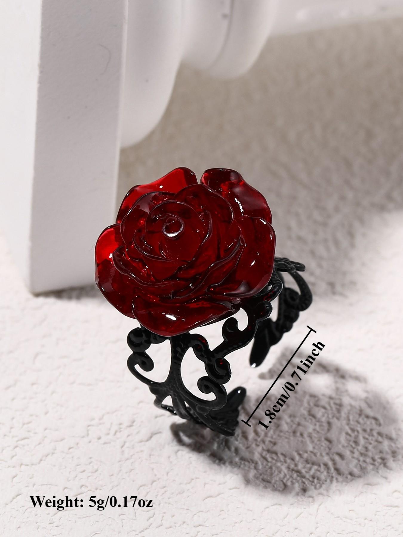 Gothic Rose Witchcraft Pagan Style Alloy Adjustable Women's Ring, Unique Gothic Jewelry for Women, Perfect Gift for Occult Lovers