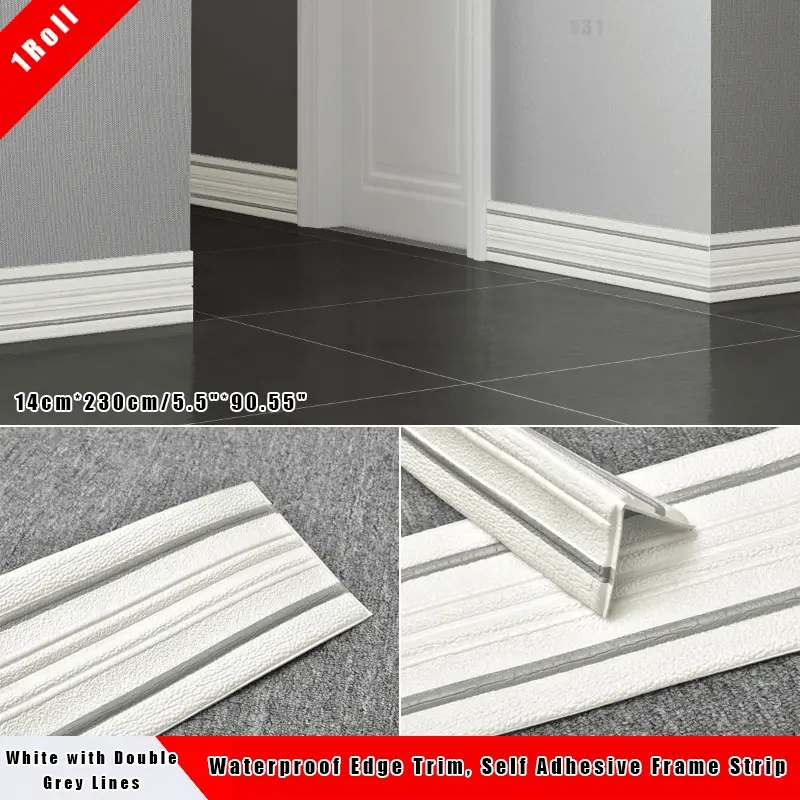 White with two gray stripes