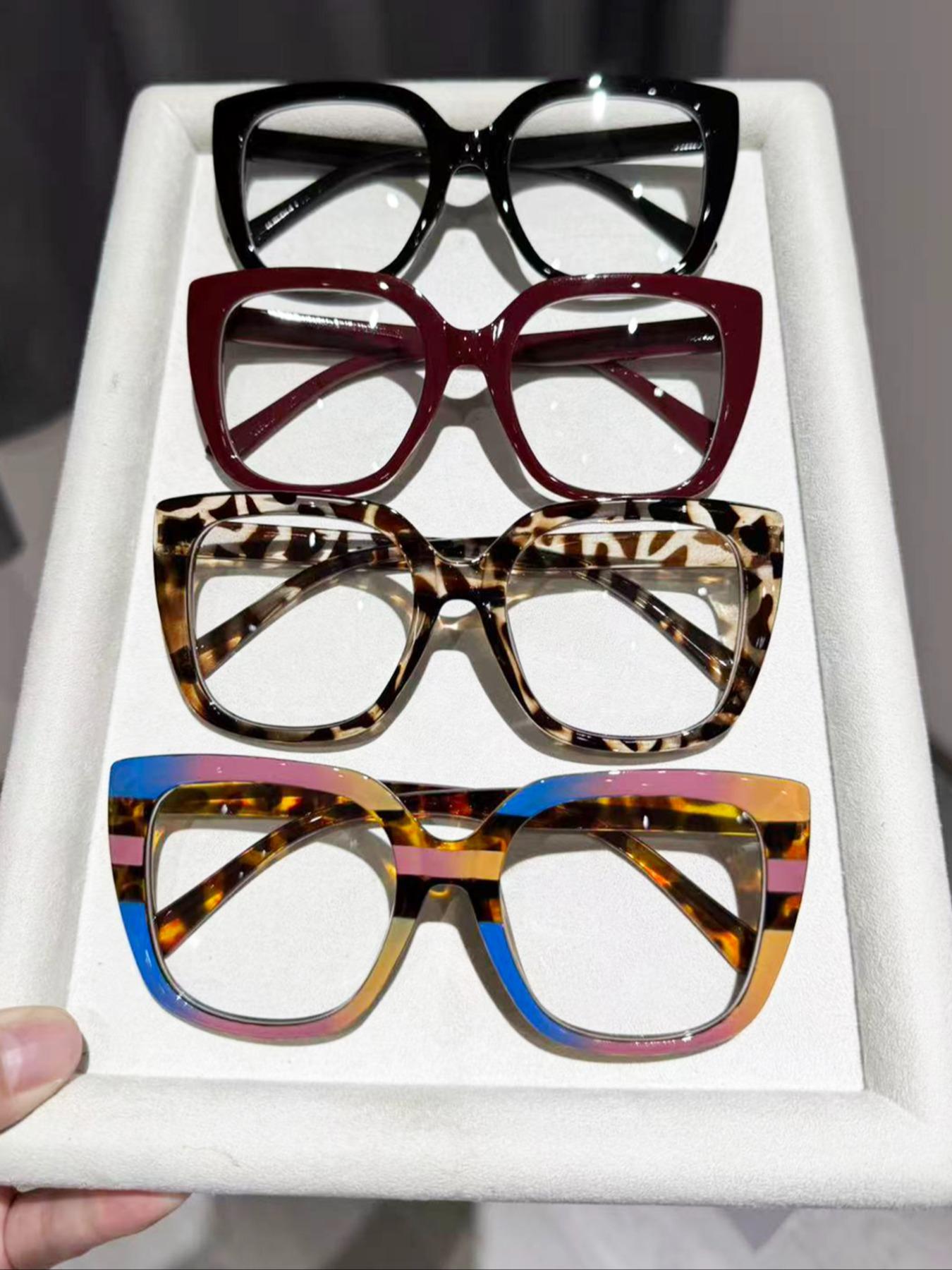 Women's Classic Cat Eye Glasses, 3-4 Pairs Casual Daily Wear, Suitable for Office & Commuting, Comfortable Flat Lenses, Leopard Pattern Eyeglasses