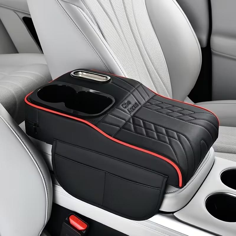 Multifunctional Car Armrest Storage Pad, Height Adjustable Cup Holder Organizer, Central Console Tissue Box Accessory for Vehicles, Car Storage Organizers, Car Cup Holders