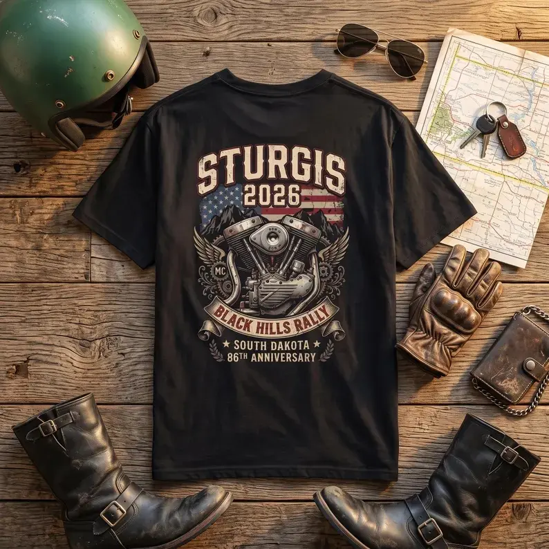 Sturgis 2026 Shirt, Black Hills Rally Motorcycle Shirt, Sturgis Bike Week Tee, South Dakota Biker Shirt, Motorcycle Rally Tee, Rider Gift