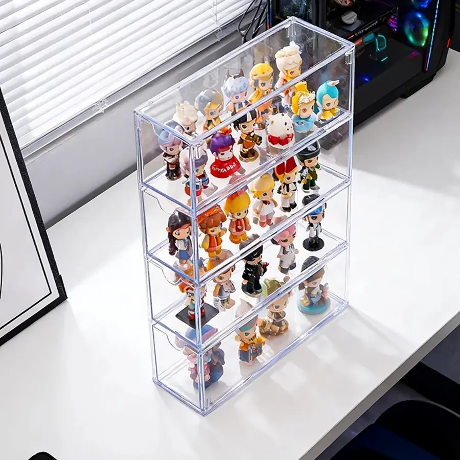 Blind Box Storage Display Case, Transparent Starry Figure Organizer, Suitable for Moe Particles Figurines, Collectible Display Box
