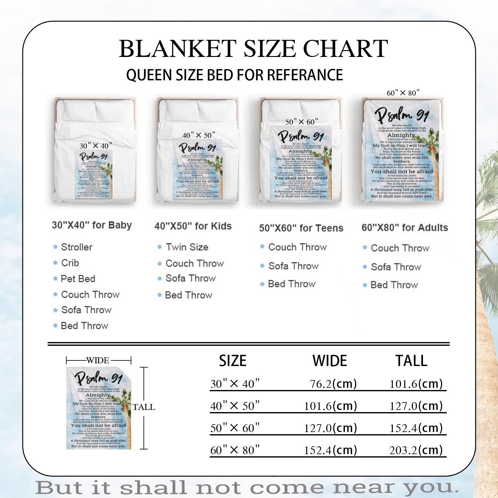 Cozy Printed Psalms Scripture Design Soft Lightweight Blue White Gradient Toned Themed Pattern Flannel Blanket, Soft And Warm, Perfect Gift for Holiday Memories, Ideal for Best Friend