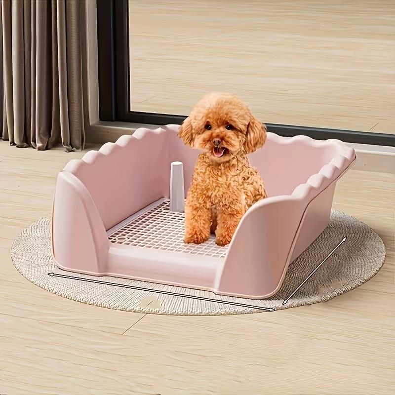 Adjustable Height Splash-Proof Dog Toilet with Wave Fence and 3-Sided Design, Durable Easy-Clean Pet Bowl for Indoor/outdoor Use