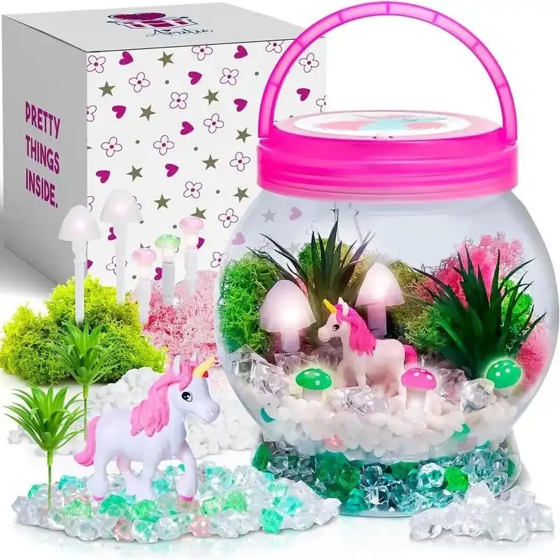Magical Halloween Fall Unicorn Terrarium Kit for Kids - Creative Craft Toy, Birthday & Christmas Gifts for Girls Age 4-12 - Festive Party Bag Gift for Home Arts & Crafts Fun