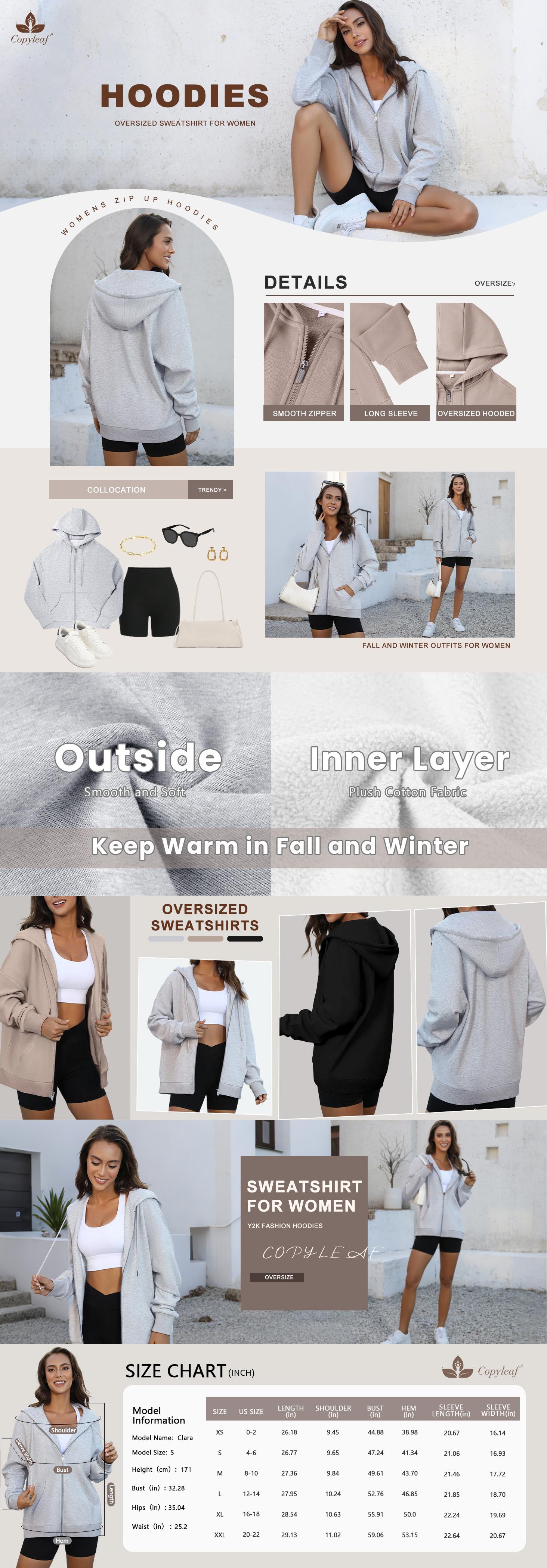 FireSwan Oversized Zip Up Hoodies for Women Long Sleeve Sweatshirts Y2K Casual Track Jackets with Pockets