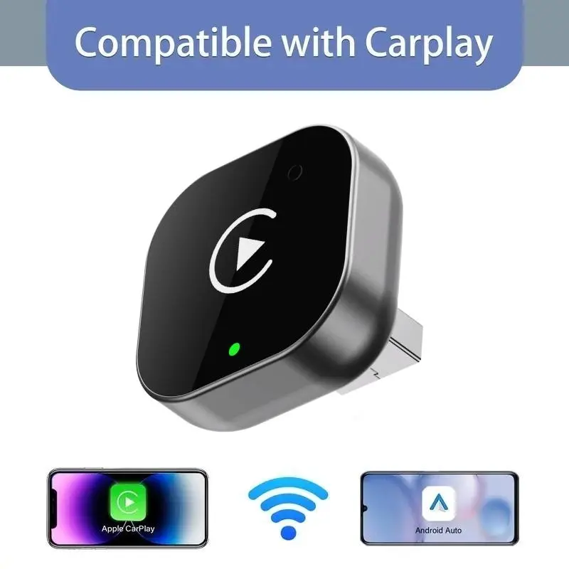 2025 Wireless CarPlay Adapter for iPhone/Android - Fast Connection, No Delay, Hands-Free Calling Wireless Adapter Mini USB Car Design, Apple CarPlay Plug-and-Play, Easy to Use