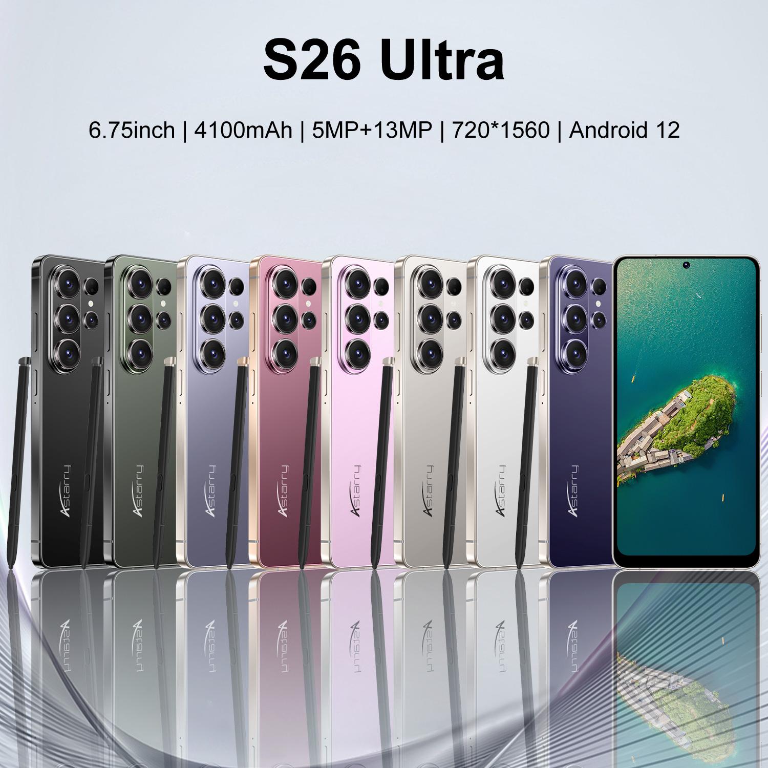 Astarry-S26 Ultra smart phone, 6.75-inch touch screen, dual-card dual standby 4-core model, 3GB RAM 32GB storage, Android 12 4G network touch screen phone Touchscreen Phone Smartphone