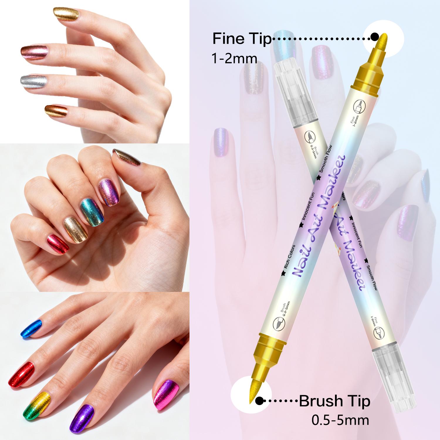 12 Color 3D Nail Art Pens Set,Nail Pens Nail Point Graffiti Dotting Pen Drawing Painting Liner Brush for DIY Nail Art Beauty Adorn Manicure Tools Nail Design Pen