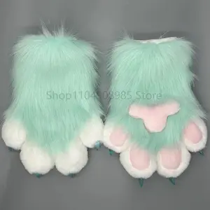 Fursuit Paw Gloves Furry Claw Gloves Built-in Whistle Decompression Toys Costume Party Accessories for Adult