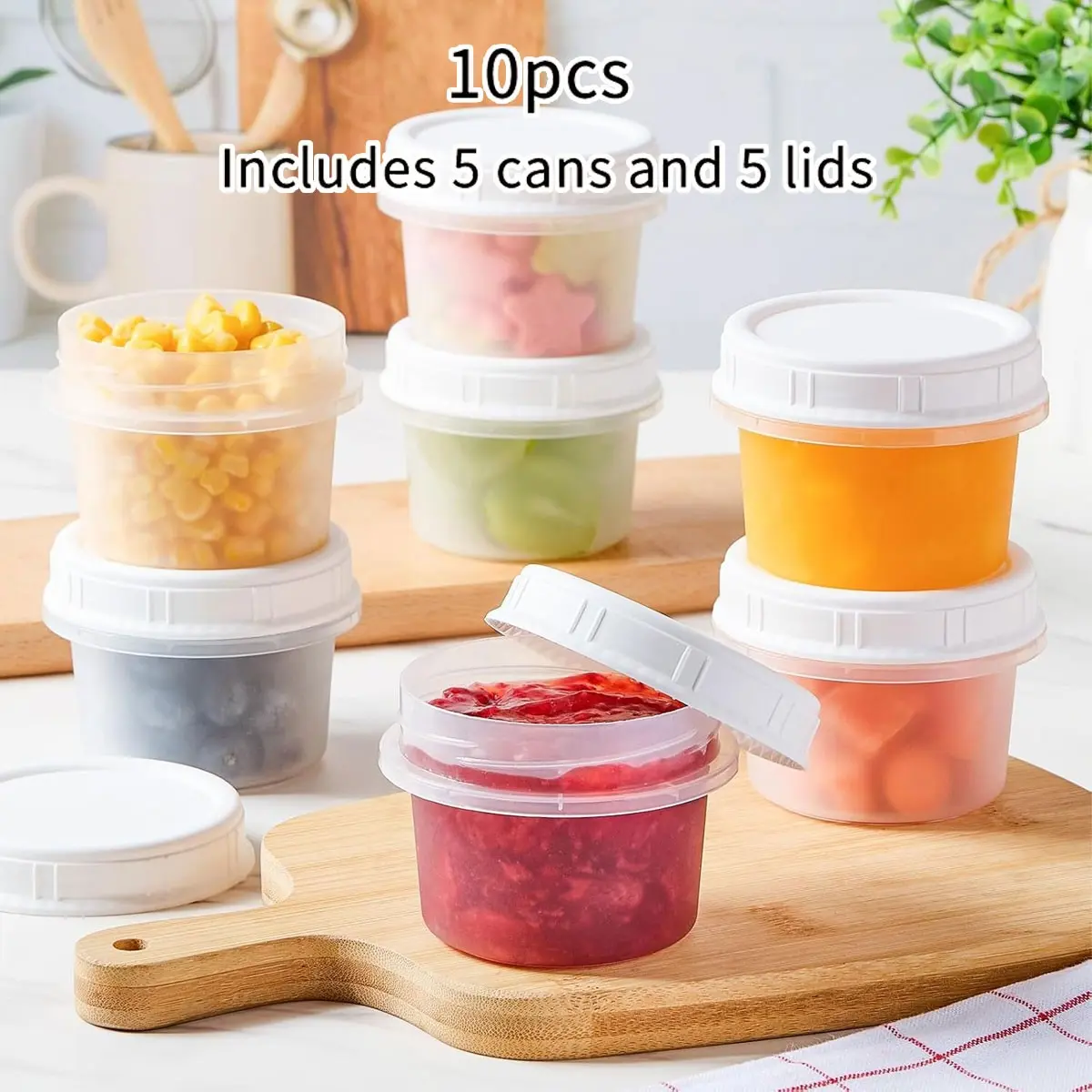 10pcs Overnight Oat Sealing Jars Set, 120/160/200ML Reusable PP Kitchen Food Storage Containers, Plastic Food Jars, Ideal for Salads, Snacks, Puddings, and Yogurts