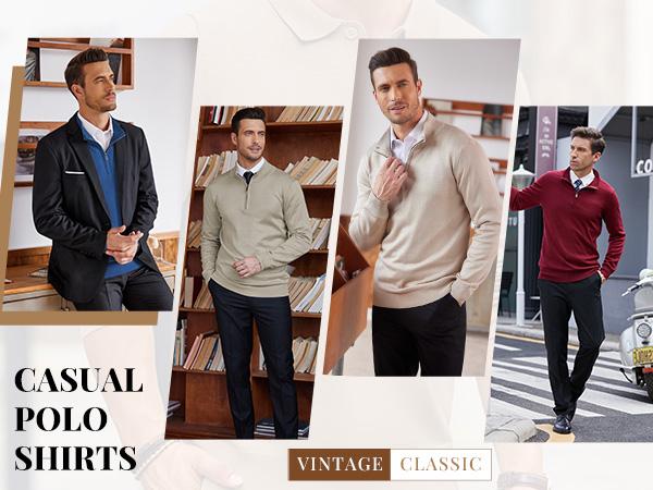 COOFANDY Men's Quarter Zip Up Sweaters Slim Fit Lightweight Mock Neck Pullover Casual Polo Sweaters COOFANDY Men's Quarter Zip Up Sweaters Slim Fit Lightweight Mock Neck Pullover Casual Polo Sweaters