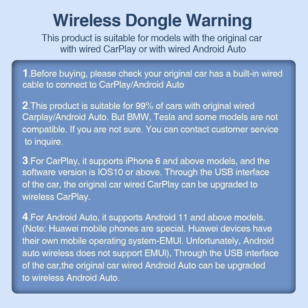 Wireless Car Adapter, Portable Wireless Adapter, Car Smart BT Connector for iPhone & Android Phone, Car Electronics Accessories, Carplay Converter