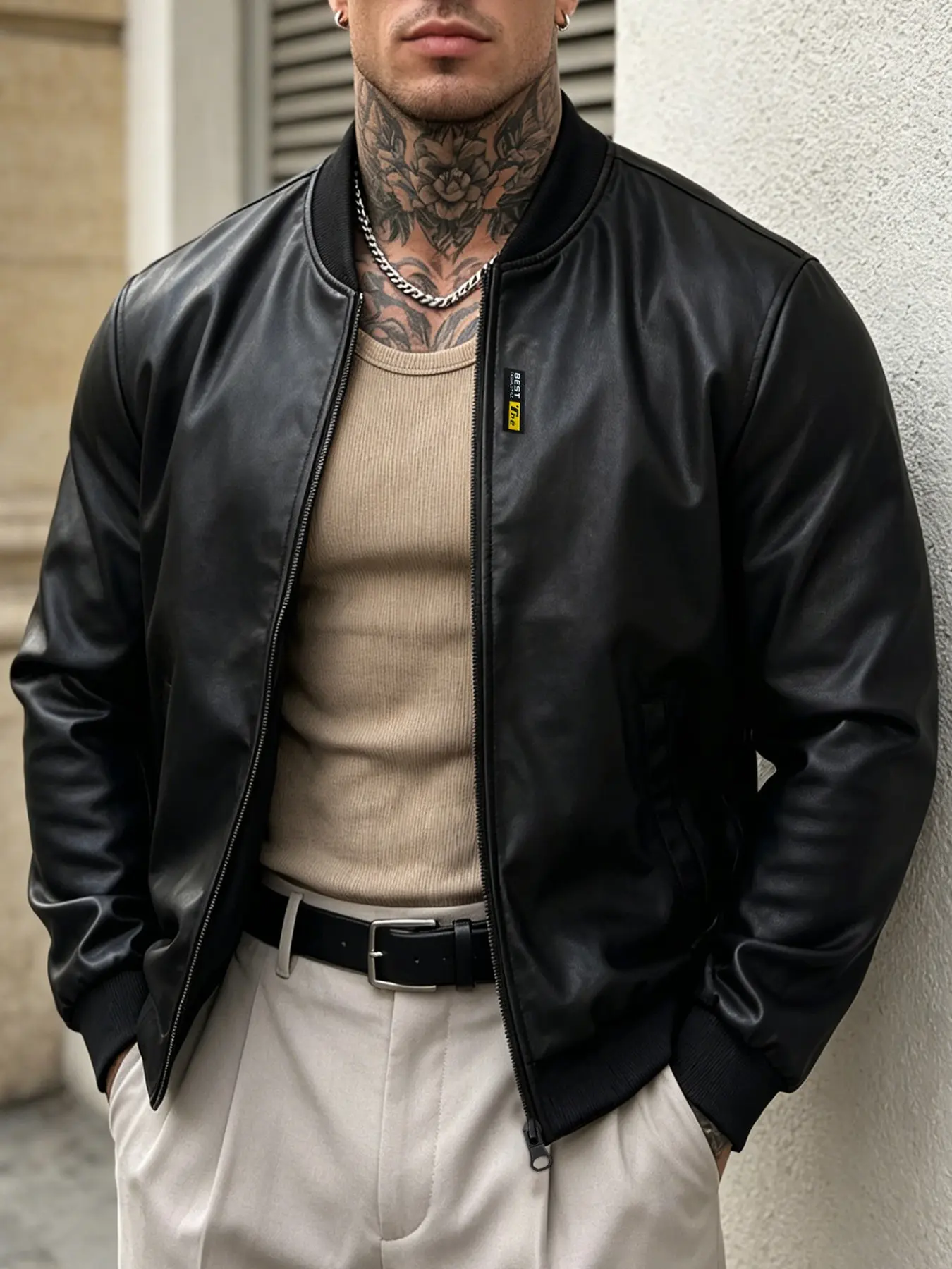 Men's Long Sleeve Retro Casual PU Leather Jacket, Baseball Collar Outerwear, Perfect Gift for Husband, Father, Friend