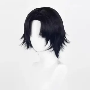 Amine Chrollo Lucilfer Cosplay Wigs 30cm Black Wig Heat Resistant Synthetic Hair Halloween Party Wigs