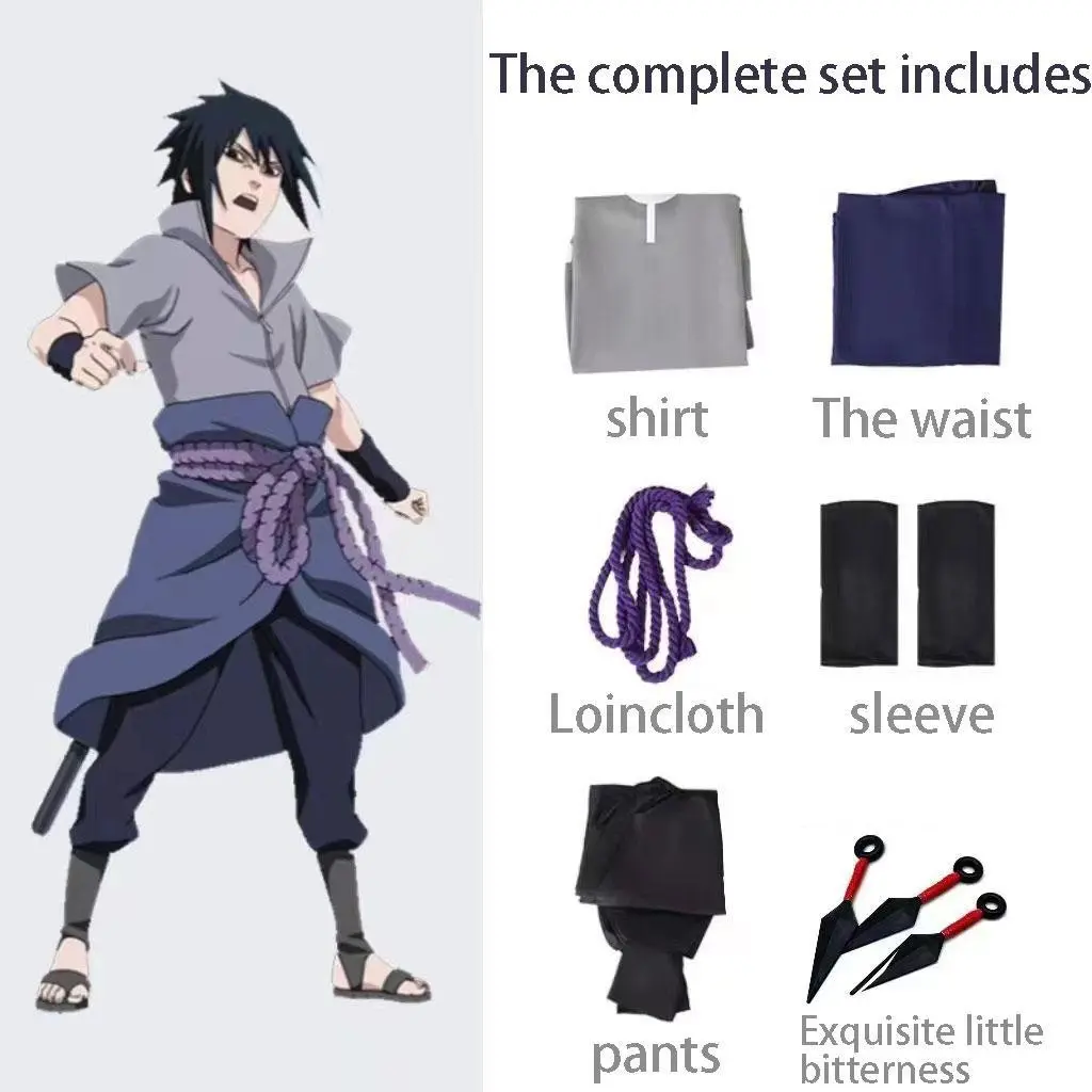 2024 New Geometric Cartoon Character Naruto Shippuden Uchiha Sasuke Fourth Generation Cosplay Costume Complete Set 2 - Anime Role-Playing Outfit for Home Decor Cardboard Cutout Accents