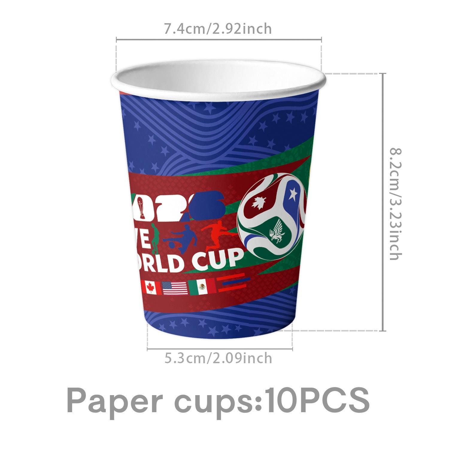 World Cup Football Theme Party Supplies Set, Paper Plates, Napkins, Tablecloth, Banner, Decorations, Balloons, Perfect for Celebrations