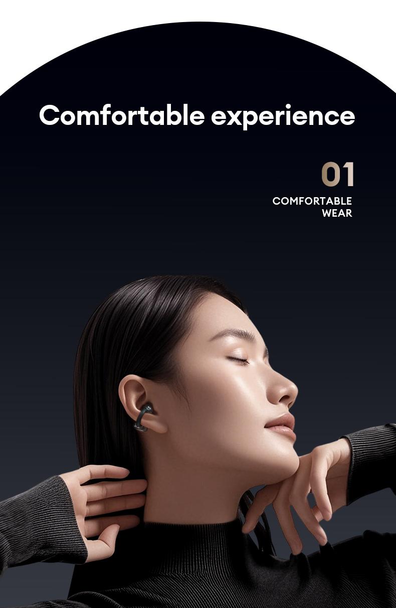 HYUNDAI C03 Clip On Wireless Headphones with 2025 Bluetooth 6.0 for Faster, Stable Connection & Low Power Use, DT6.0 Pulse Directional Tech, 360° ACS Panoramic Sound, IPX5 Waterproof Audio Earbuds for Music & Calls, Comfortable for Sports
