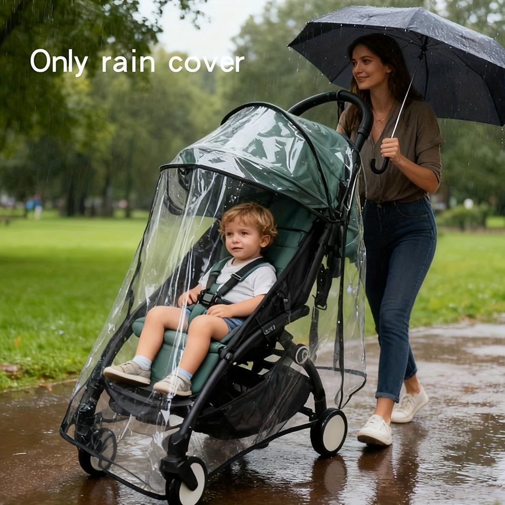 All-Weather Stroller Rain Cover with Zipper - Windproof, Cold & Splash-Resistant, Transparent EVA Material, Easy Installation, Full Coverage Push Car Canopy for Safe Travel