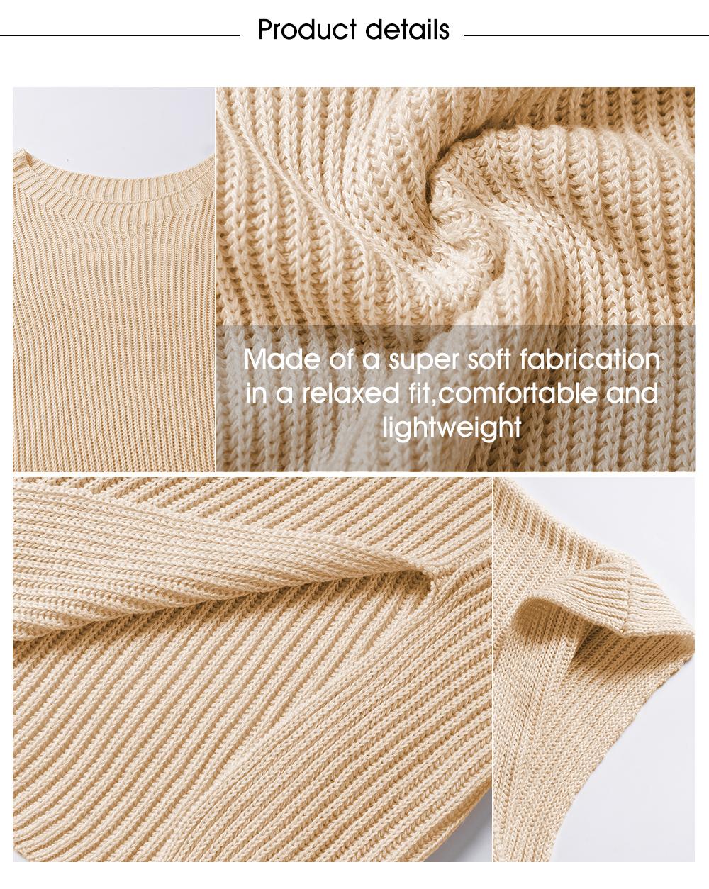 Shewin 2026 Spring/Summer Oversized Cozy Ribbed Knit Top Women&rsquo;s Crew Neck Short Sleeve Pullover Elegant Solid Color Knitwear with Side Slit for All-Season Casual Outfits SpringStatements