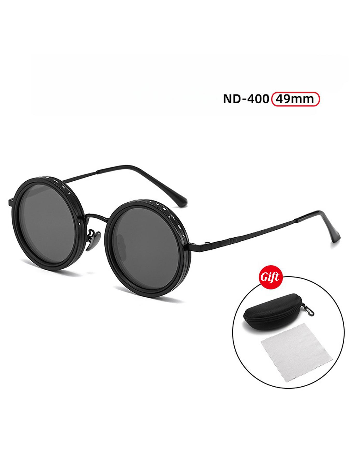 Black Lens Brightness Adjustable Tint Aperture Sunglasses Polarized Fishing Handmade ND9 Adjustable Dimming Sunglasses Trendy Sun Glasses