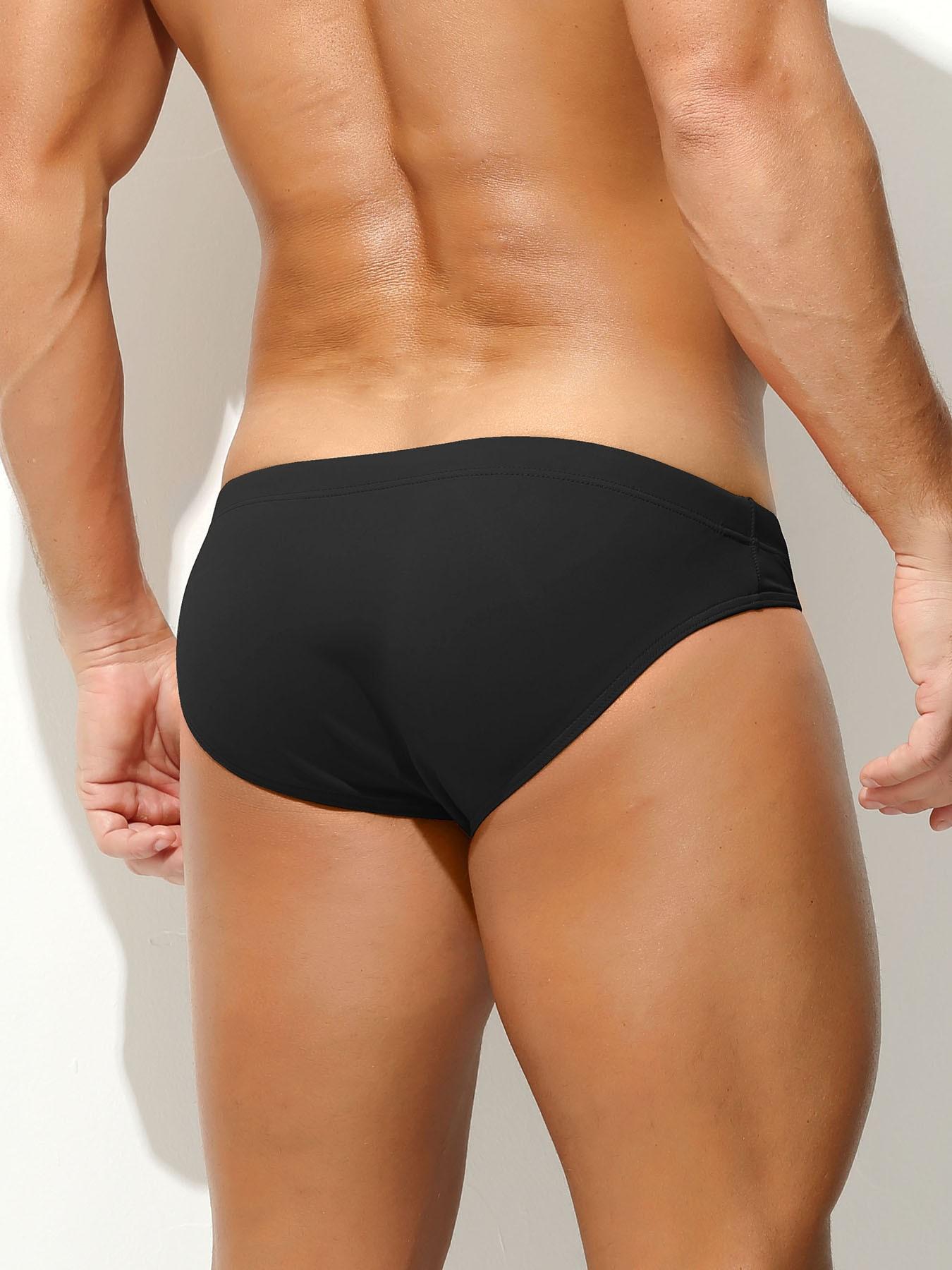 A set of solid-color drawstring bikini briefs for men, ruggedly handsome underwear, breathable, simple and lightweight, elastic and soft, skin-friendly triangle underwear for men, daily swimming pool training, swimming, fitness, beach swimming trunks.