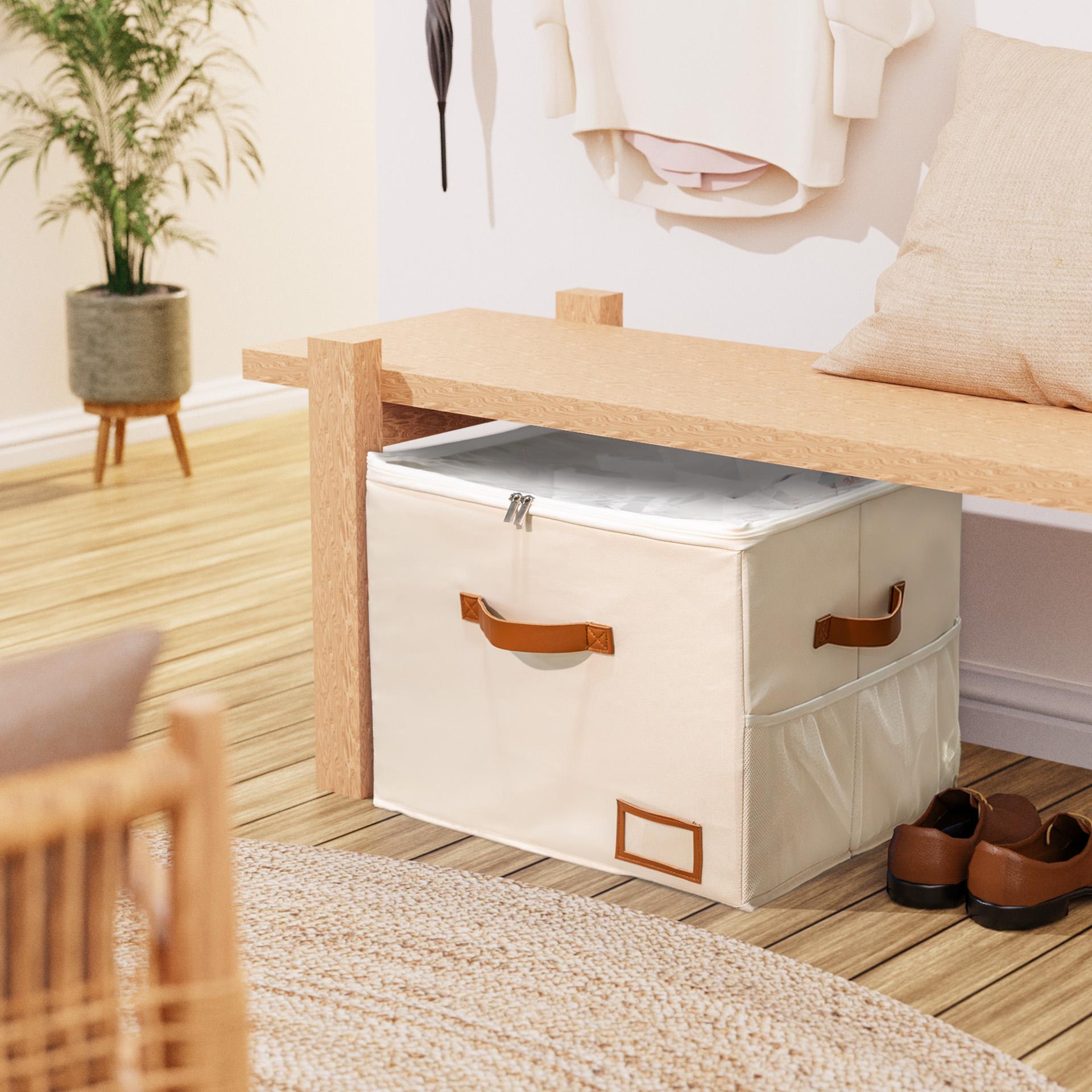 Shoe Organizer for Closet, Fabric Shoe Storage Boxes with Clear Cover, Adjustable Dividers for Storage, Foldable Space-saving Storage Container Bins, Fits 8-16 Pairs Back to school season