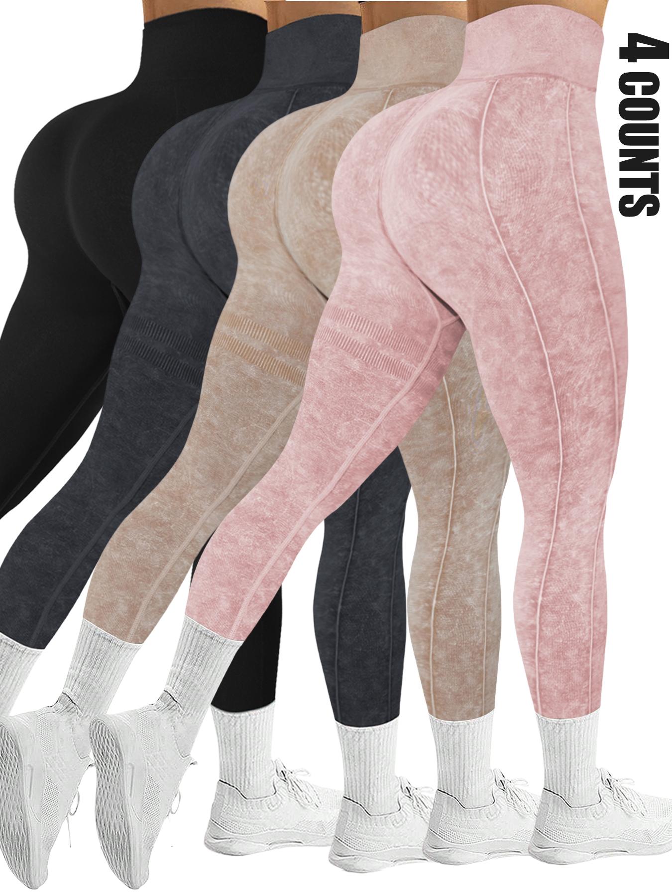 Women's Solid-Color High-Waist Stretchy Sports Leggings, Breathable Comfortable Skinny Pants for Yoga, Gym and Workouts, Ladies' Sportswear for All Seasons, Comfy Stretchy Leggings