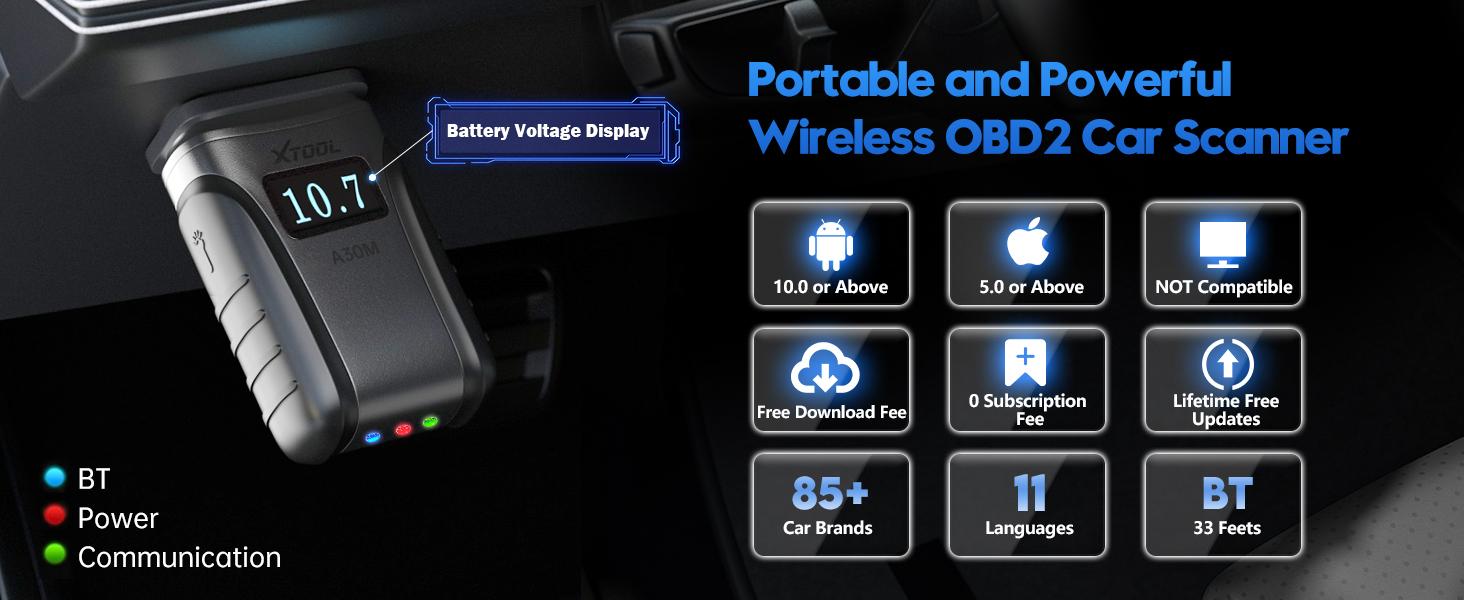 [Summervibes] XTOOL Anyscan A30M Wireless BT OBD2 Scanner for Android & iPhone, 2025 Newest Bidirectional Scan Tool with Free Updates, All System Diagnostics, 21 Resets, ABS Bleed, Upgraded Ver. of A30, A30D