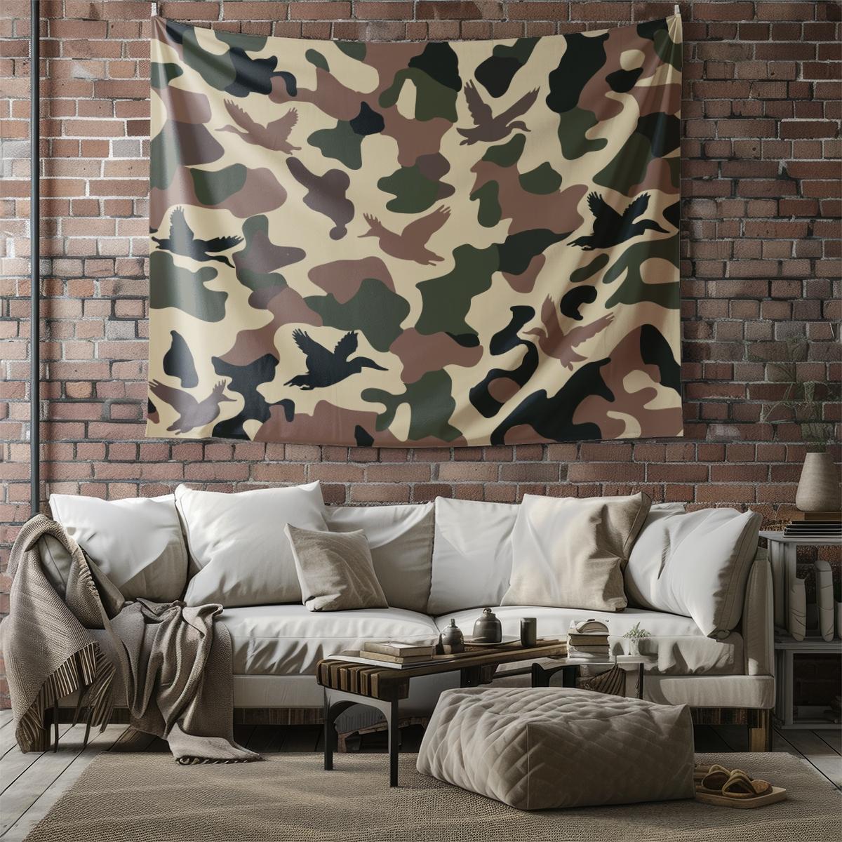Wild Duck Camo Hunting Tapestry, HD Digital Printed Wall Hanging Tapestries, Multi-Use Wall Blanket for Bedroom Living Room, Perfect Backdrop Decor for Hunting Enthusiasts, Ideal Gift