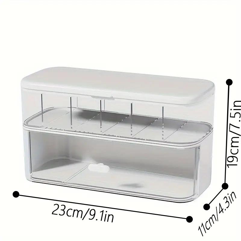 Double-Layer Transparent Desk Cable Organizer Box - Compact Wire/Charger Storage for Home & Office, Adjustable Dividers + Cable Management Pouch, Sturdy Workspace Organizer, Office Supplies, Cord Organizer