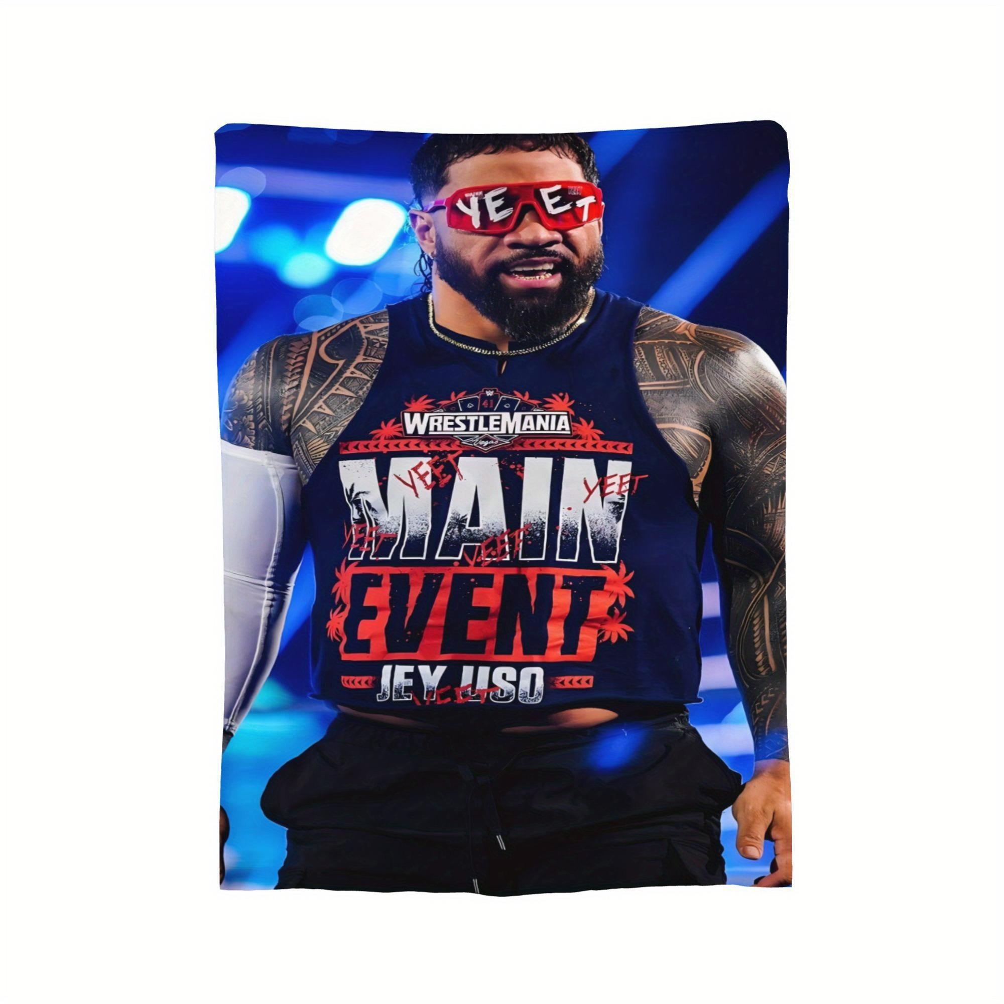 A Jey Uso pattern printed flannel blanket, soft and suitable for all seasons, perfect for bed, sofa, office or travel camping, a gift for fans