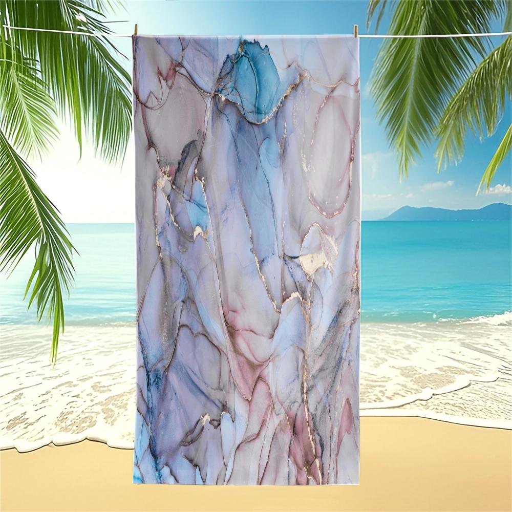 Fluid Ink Watercolor Beach Towel, Niche Artistic Design, Quick Dry Skin-friendly Lightweight Portable, Perfect for Seaside Vacation Photoshoot Daily Use