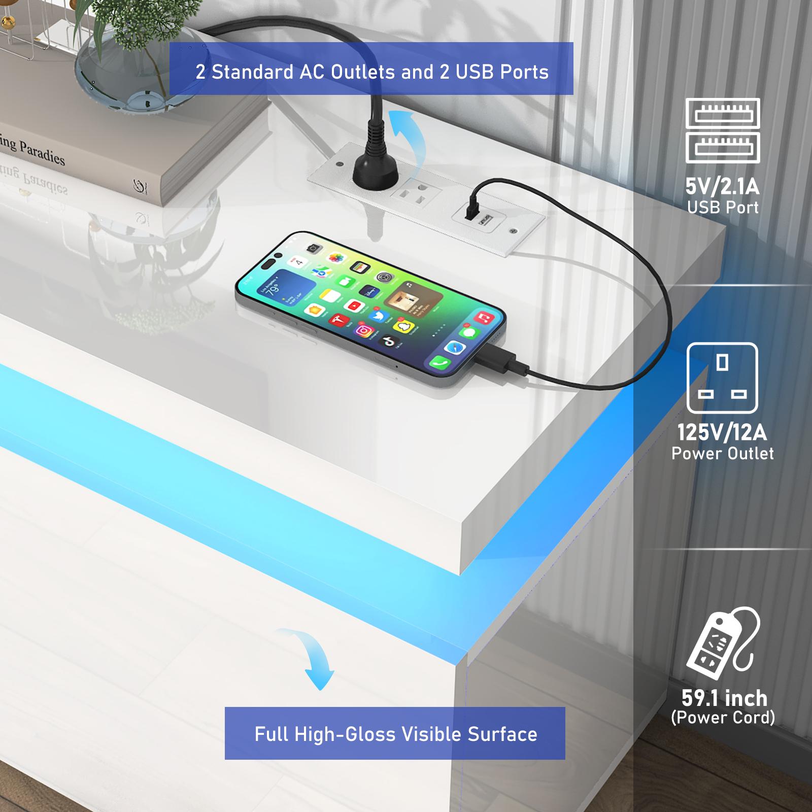 LED TV Stand for 75/85/95 Inch TV,66/73/83 Inch Modern Gaming TV Stand with Power Outlet, High Gloss TV Console Entertainment Center with Storage for Living Room, Bedroom