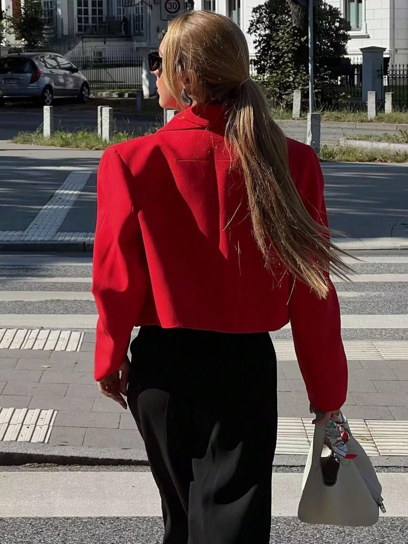Women's Spring Fall Retro Multi-Pocket Short Work Jacket Coats, Collared Structured Smooth Woven Fabric Stand Collar Long Sleeve, Casual Outerwear Everyday