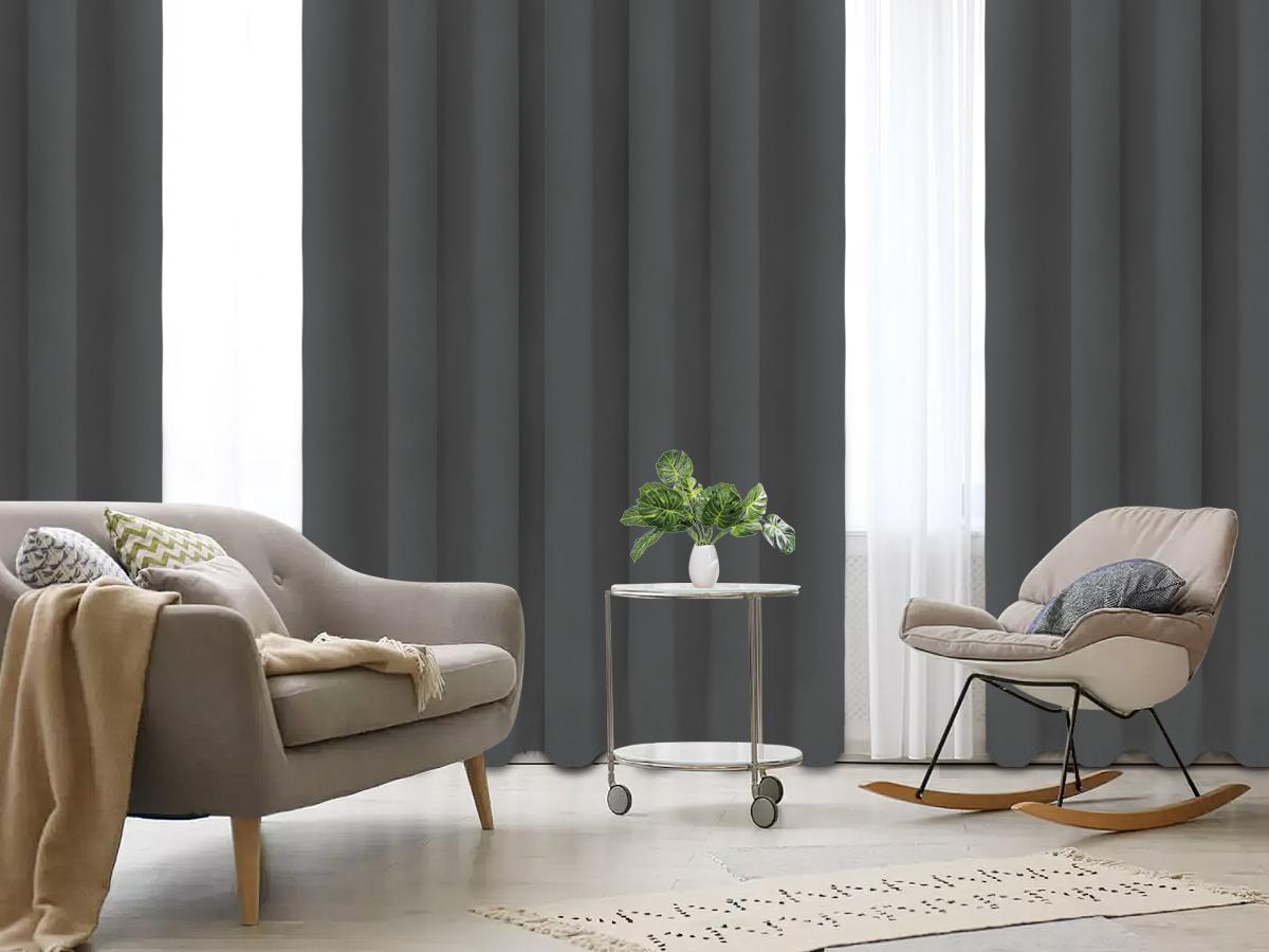 Easy-Going Blackout Curtains for Bedroom, Solid Thermal Insulated Grommet and Noise Reduction Window Drapes, Room Darkening Curtains for Living Room, 2 Panels