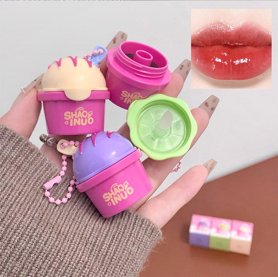 1pc Ice Cream Solid Lip Gloss, Lip Cosmetic, Hydrating and Long-Lasting, Natural Finish, Perfect for Holidays, Christmas, Halloween, Thanksgiving Gifts, Hydrating Lip Treatment