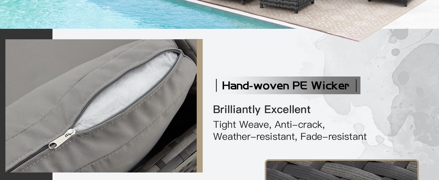 【2/3 Packages Shipping】YODOLLA 7 Pieces Outdoor Sectional Sofa Conversation Set All Weather Wicker Rattan Couch Dining Table & Chair Outdoorfun