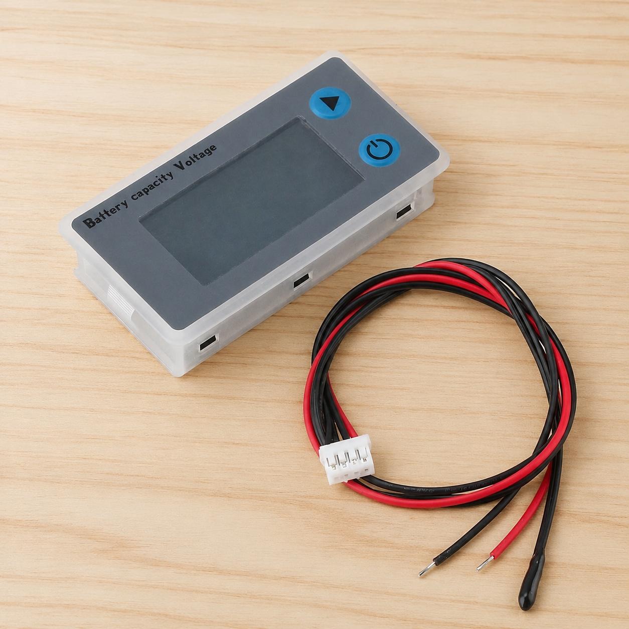 Multifunctional Battery Capacity Monitor LCD Voltage Thermometer 10-100V Programmable Gauge for 12V 24V 36V 48V Lithium Batteries Real Time Percentage Health Status Indicator Compatible with Various Battery Types