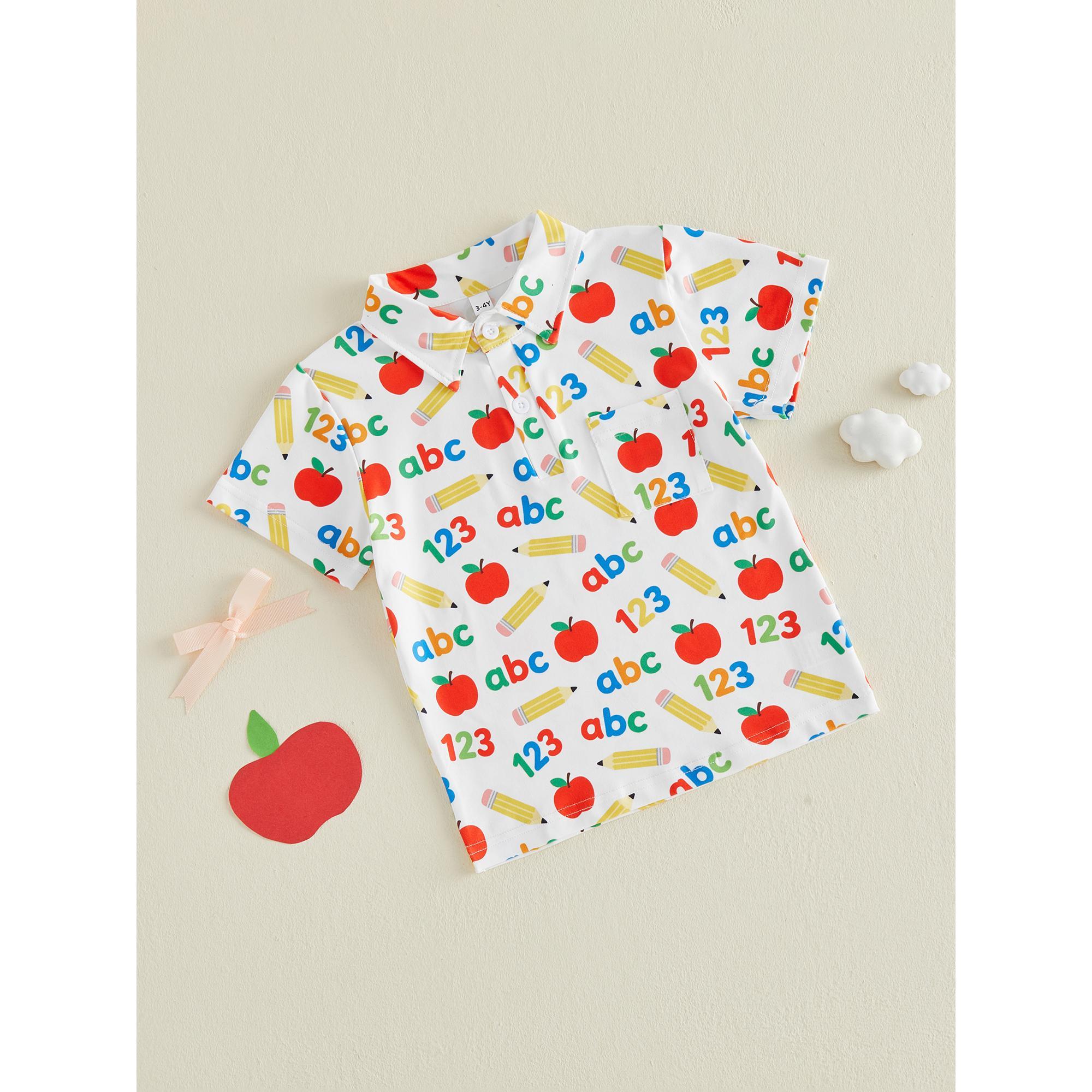 Toddler Baby Little Boys Back To School Shirts Pencil Short Sleeve Half Button-up Tops for Summer Spring 3-7 Years Toddler Baby Little Boys Back To School Shirts Pencil Short Sleeve Half Button-up Tops for Summer Spring 3-7 Years