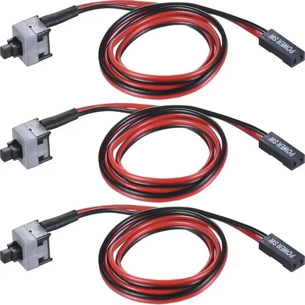 3 Pack 2 Pin PC Desktop Power Cable On/Off Push Button ATX Computer Switch Cord 50CM