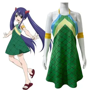 Fairy Anime Tail Wendy Marvell Cosplay Costume Magic Shooter Green Dragonscale Dress Halloween Stage Performance Costume