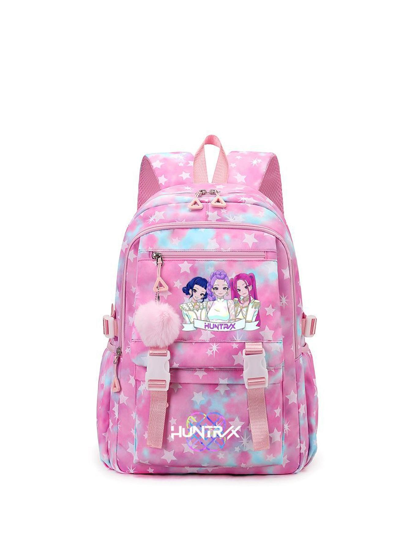 1pc  Backpack solid color women's backpack kpop witch hunting group star print zipper closure fashionable and versatile casual trend suitable for students going to school, campus, going out to work, traveling women's backpack Trendy Backpack