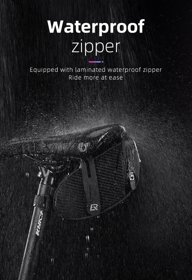 ROCKBROS Bike Saddle Bag, Bike Bag Under Seat, Strap-on Cycling Wedge Pack, Bike Seat Storage Bag for Mountain Road Bikes, 0.75L