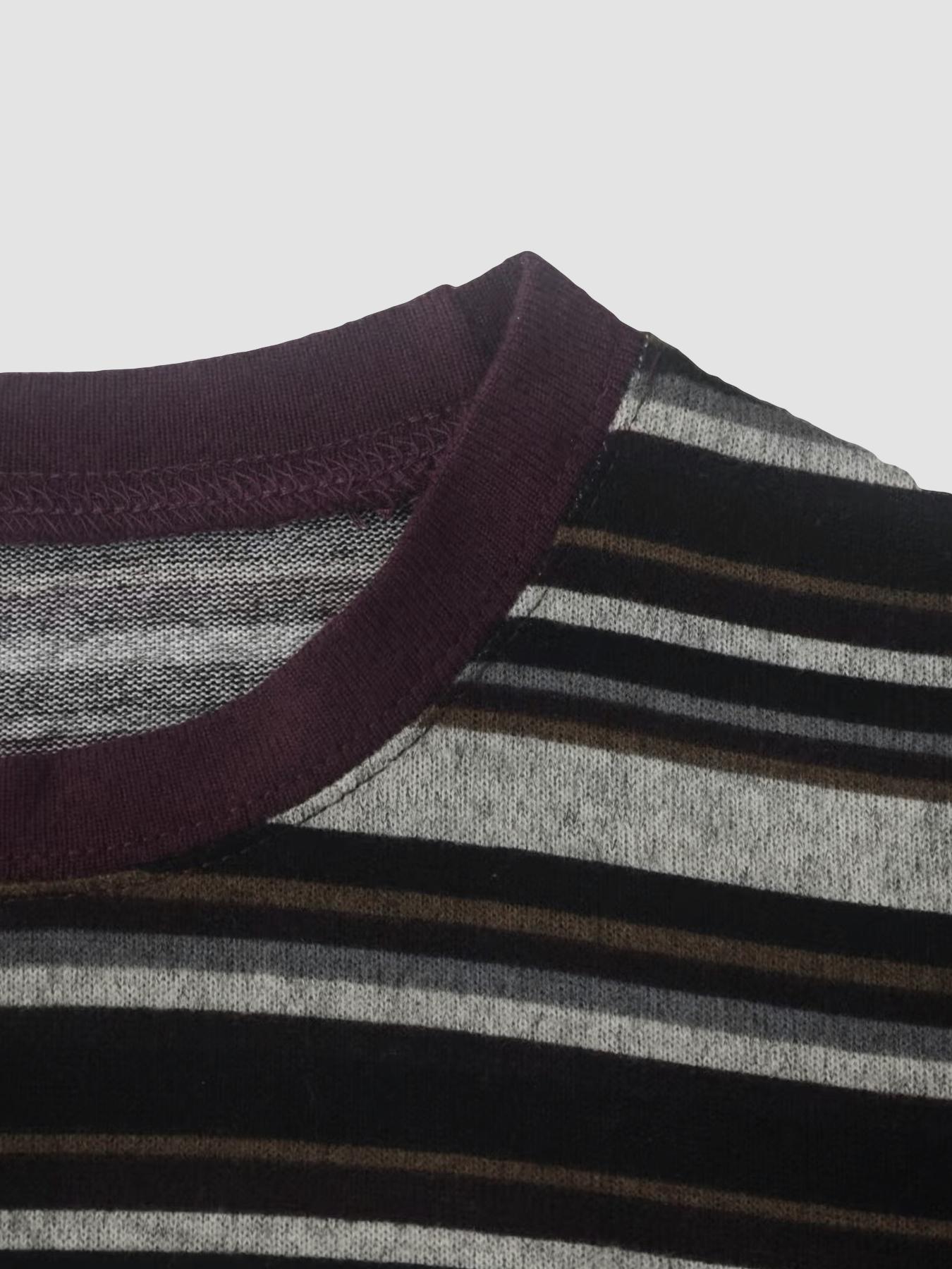 Women's Casual Striped Long Sleeve T-Shirt, Comfortable Cotton Tee for Daily Wear, Stylish Ladies' Top for Spring & Fall Seasons