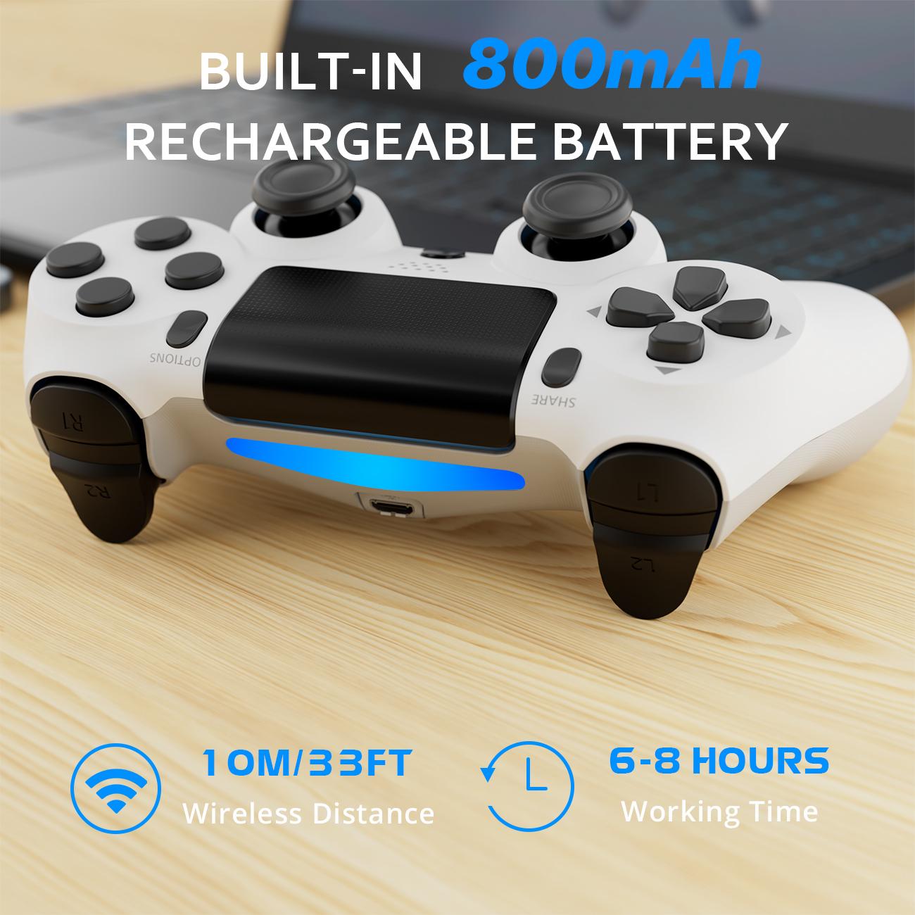 Wireless Game Controller For PS4/PC/Android/iOS, With Double Vibration, Six Axis Gyro, Touch Pad, Speaker, Gamepad, White