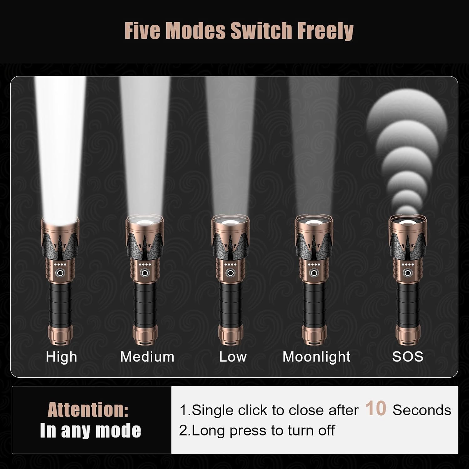 SKYFIRE 2000J Lucky Totem Bright Light Safe Ignition Outdoor Flashlight