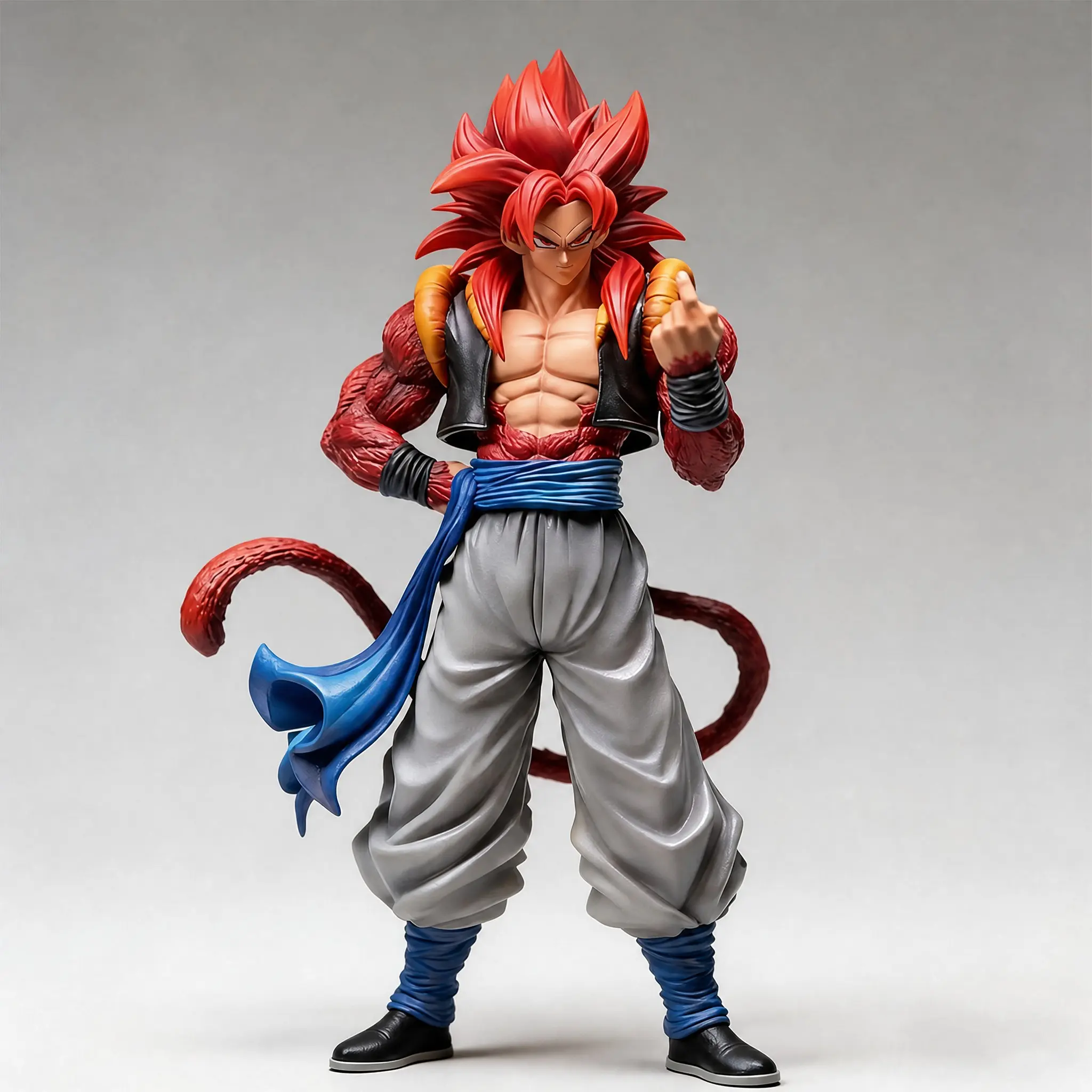 Ultra Four Goku Figure, Dragon Ball Gt Fusion Warrior Statue, Ultra Form, Detailed Armor and Belt, Perfect Gift for Anime Fans