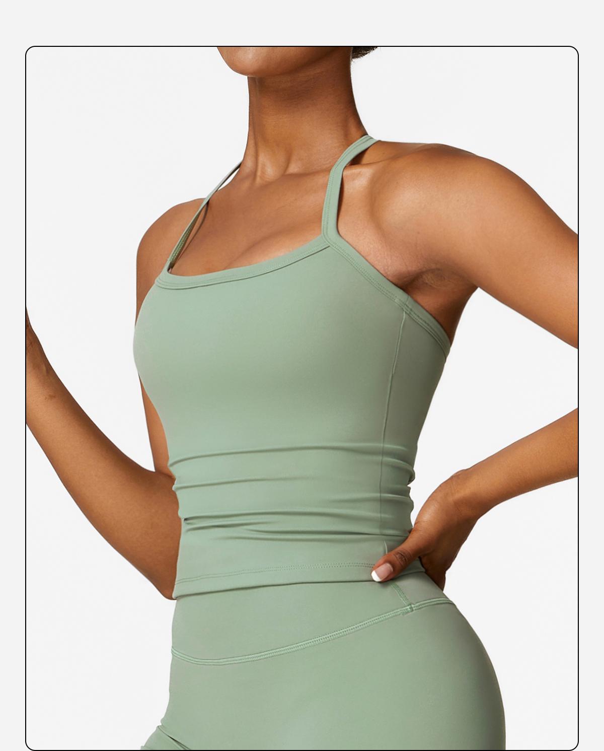 MFVIM  Women's solid color camisole sports undershirt, high elasticity breathable and comfortable self-padded sports undershirt, suitable for yoga gym workout, women's indoor and outdoor sportswear Cherry-Red Valentine's Tops women Casual Womenswear Basic